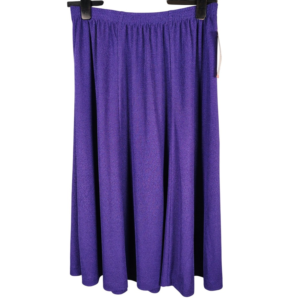 NWT Alfred Dunner Womens SZ 18 Midi Skirt Purple Knit A-Line Grandma Core USA